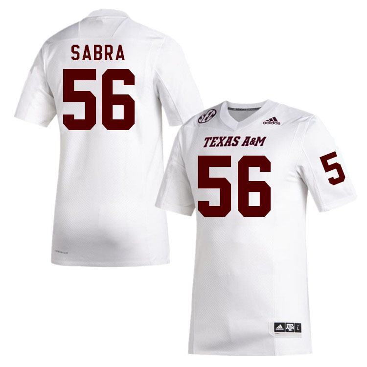 Men #56 John Sabra Texas A&M Aggies College Football Jerseys Stitched Sale-White - Click Image to Close